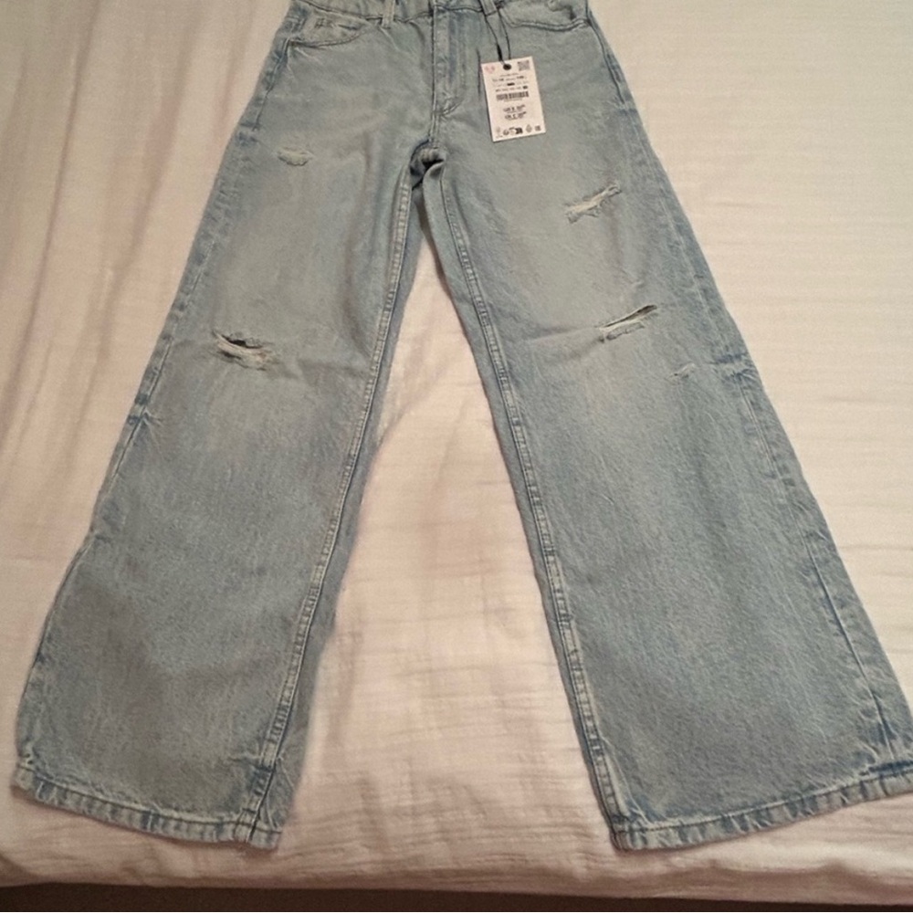 Zara Light Blue Wide Leg Jeans